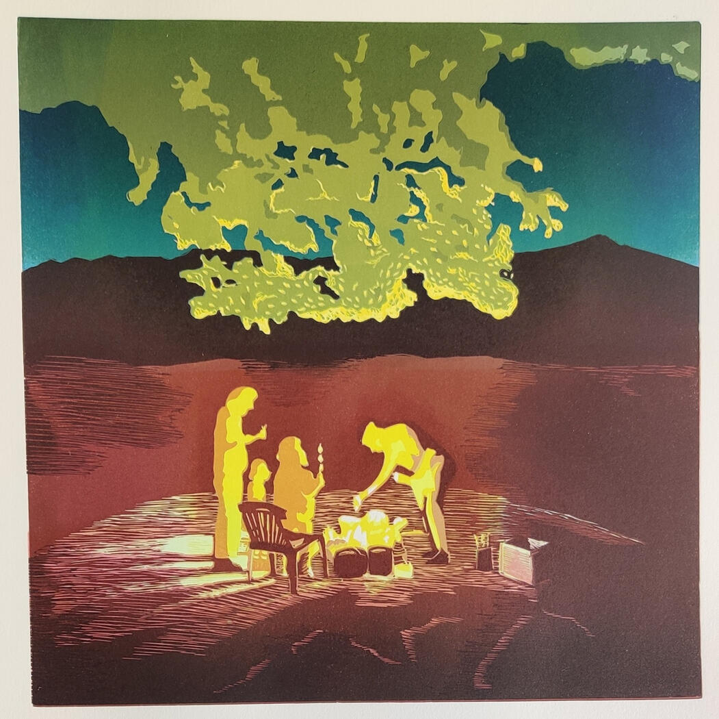 Beverlac - 6 layer reduction linoprint