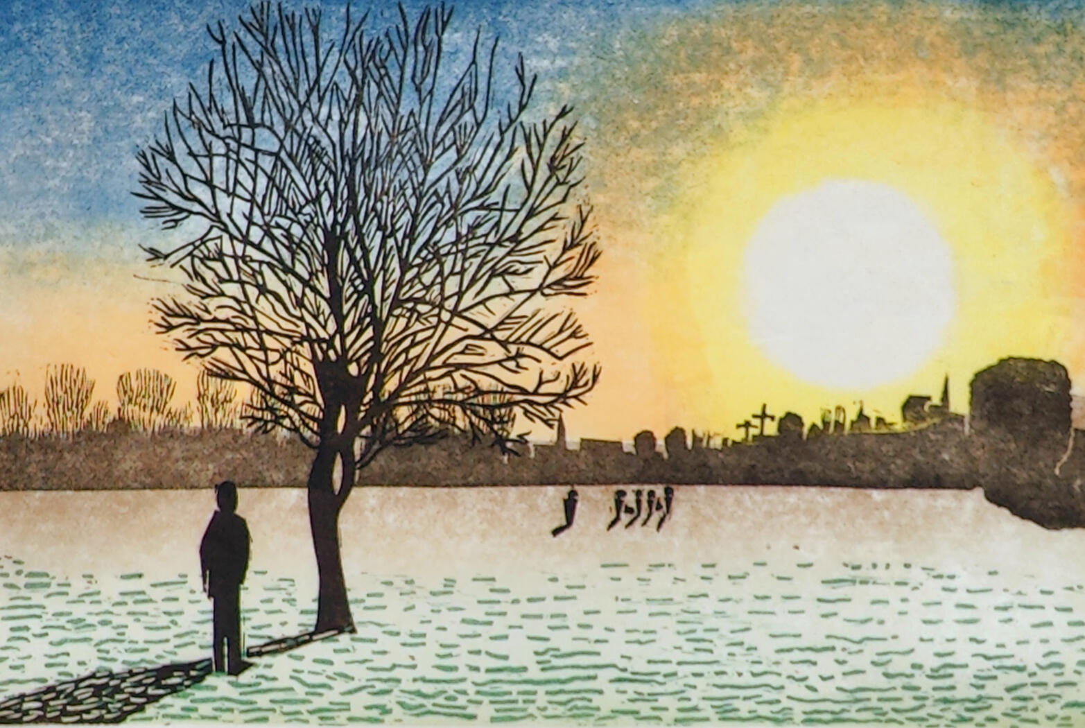 Wimbledon Park - 5 layer multi-block linoprint