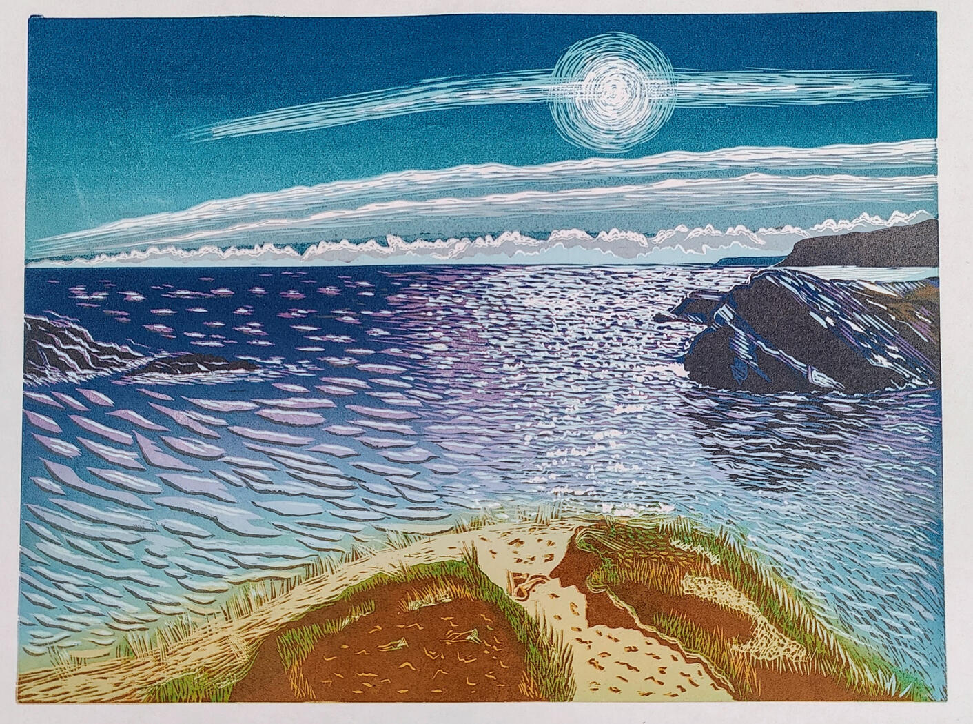 Lansallos - 6 layer reduction linoprint